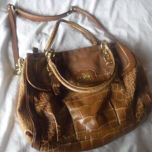 Coach Madison Embossed Flap Cary All all Embossed Alligator Design Tan brown Tot